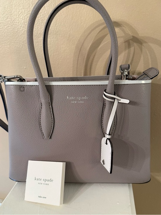 kate spade Handbags - Kate Spade Eva Top Zip Satchel Soft Grey EUC